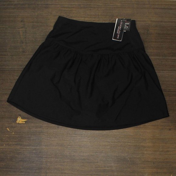 NWT Island Escape Plus Size Tummy-Control Swim Skirt 770068 16W Black - Picture 2 of 4